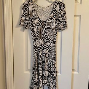 Monteau Black and White Aztec Pattern Skater Dress